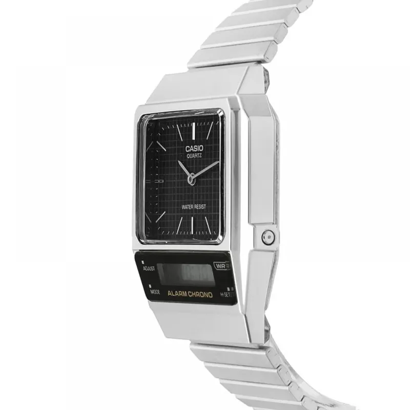 Casio Vintage Dual-time Black Dial Watch- AQ-800E-1A